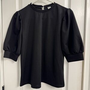 Lulu's Black Boxy Puff Sleeve Blouse